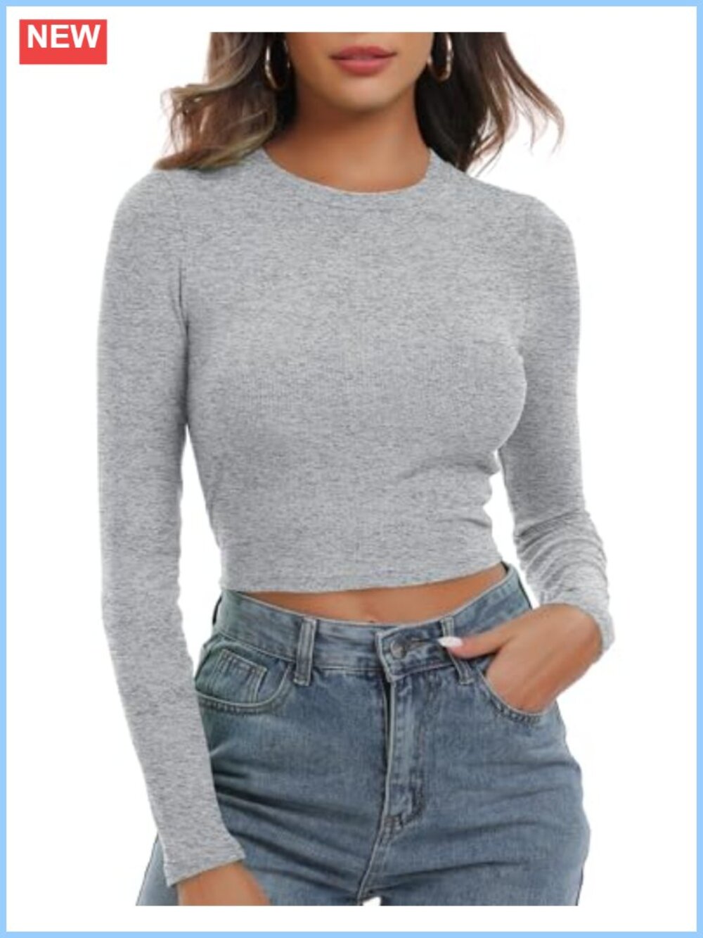 Knit Ribbed Long Sleeve Crop Top